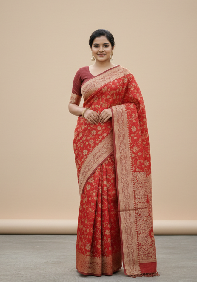 Chandralata Cotton With Golden Zari (কাতান) - Image 4