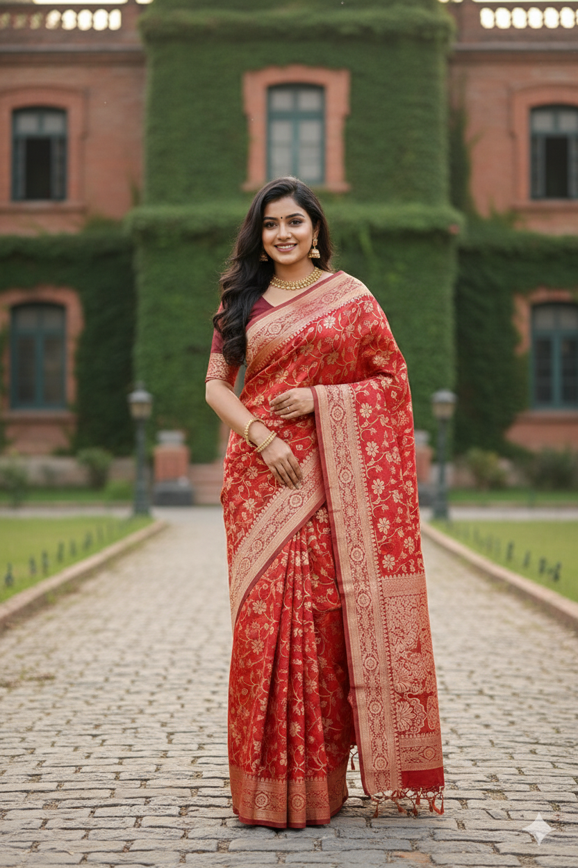 Chandralata Cotton With Golden Zari (কাতান) - Image 6