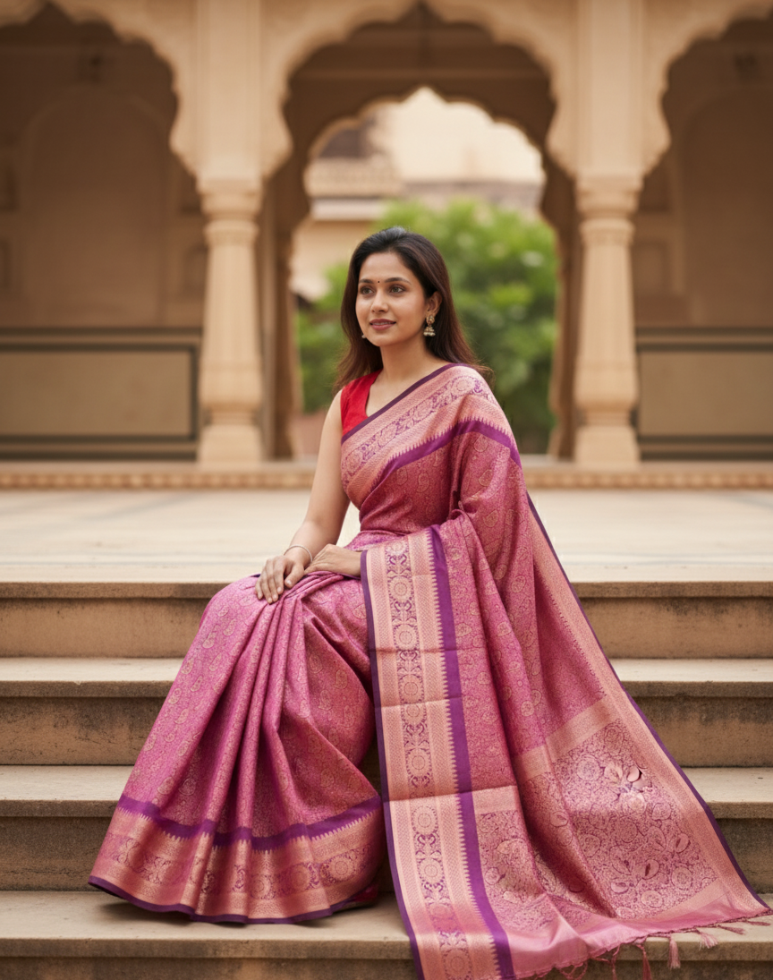 Chandralata Half Silk Royal Purple(হাফ সিল্ক)