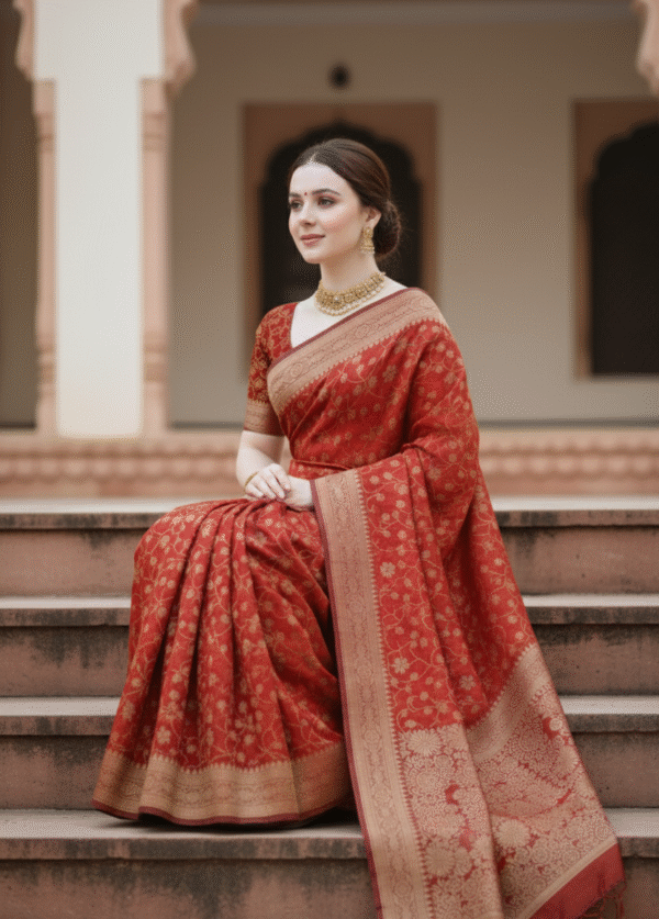 Chandralata Cotton With Golden Zari (কাতান) - Image 3