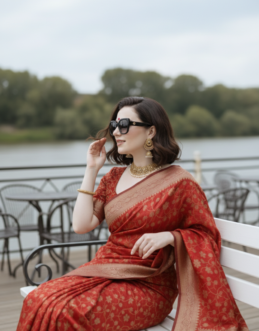 Chandralata Cotton With Golden Zari (কাতান) - Image 2