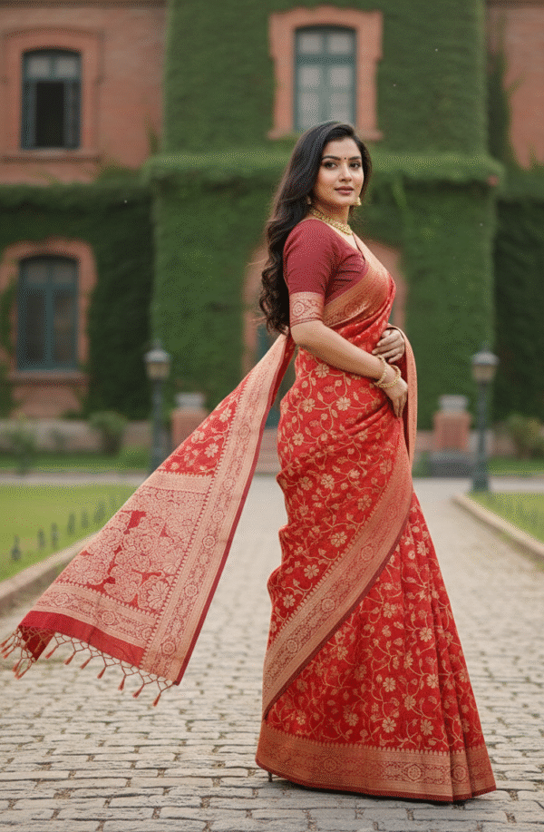 Chandralata Cotton With Golden Zari (কাতান) - Image 5