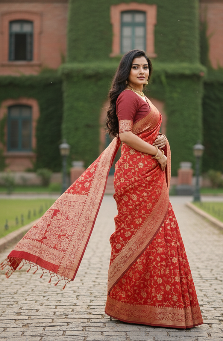 Chandralata Cotton With Golden Zari (কাতান) - Image 5