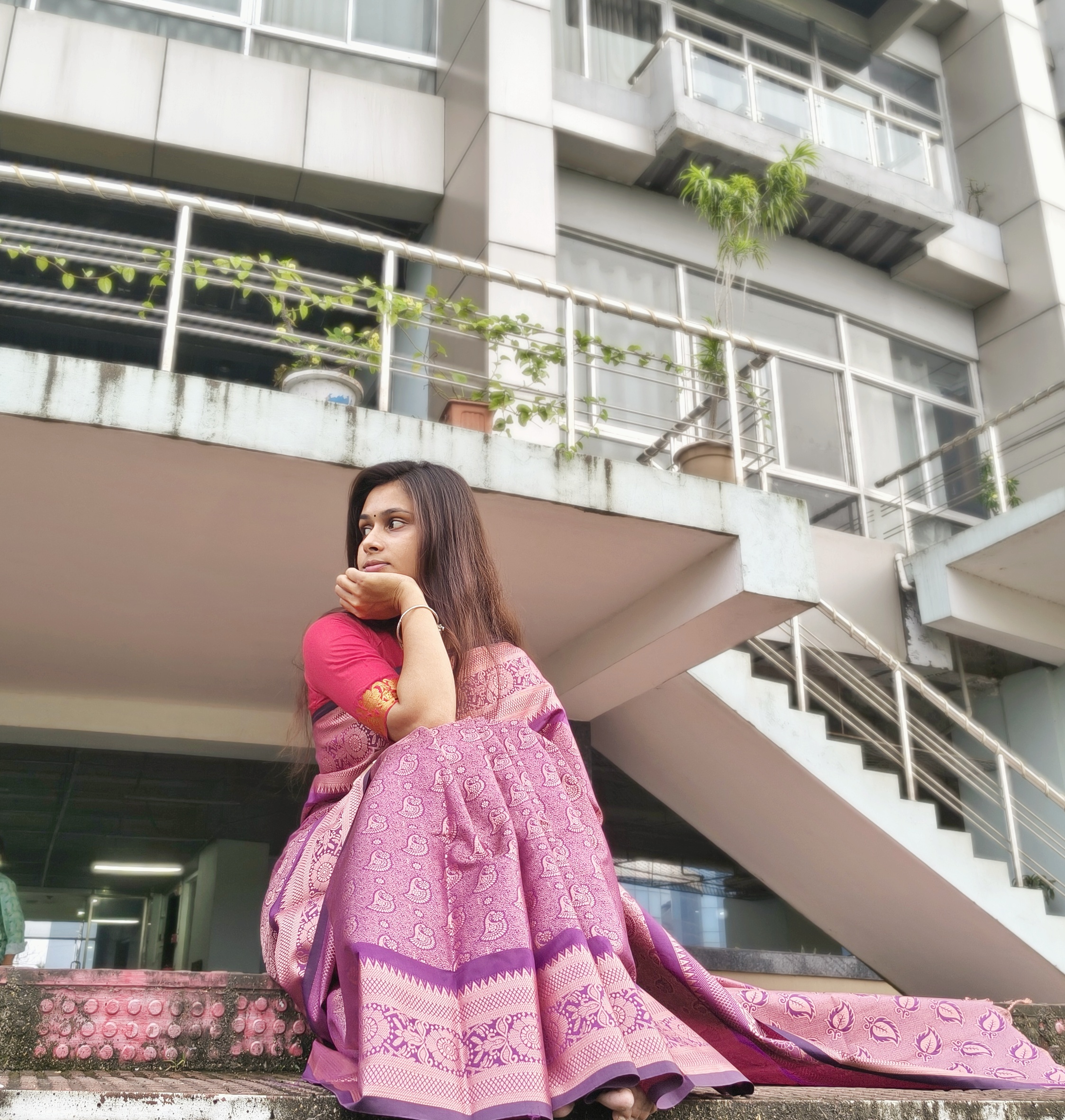 Chandralata Half Silk Royal Purple(হাফ সিল্ক) - Image 2