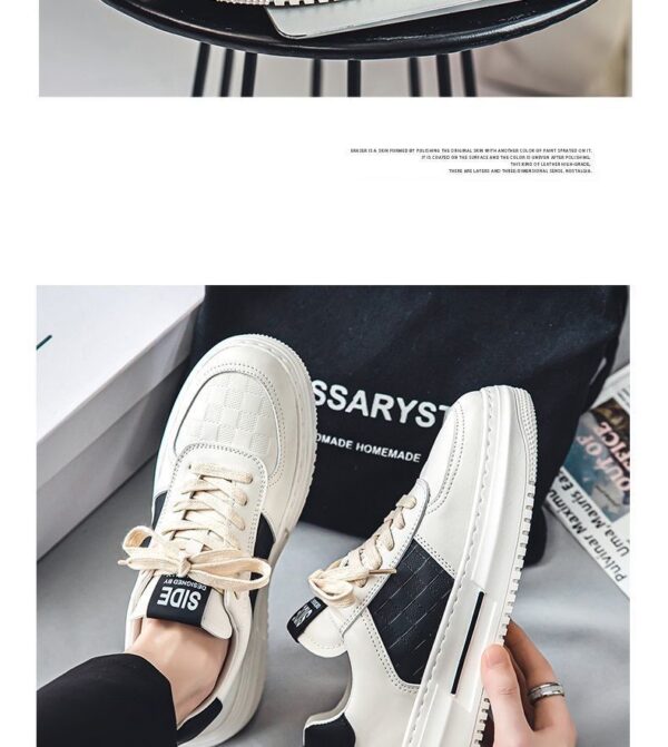 Breathable footwear, trend white shoes, universal sneakers platform, autumn, 2025 collection, Korean style - Image 2