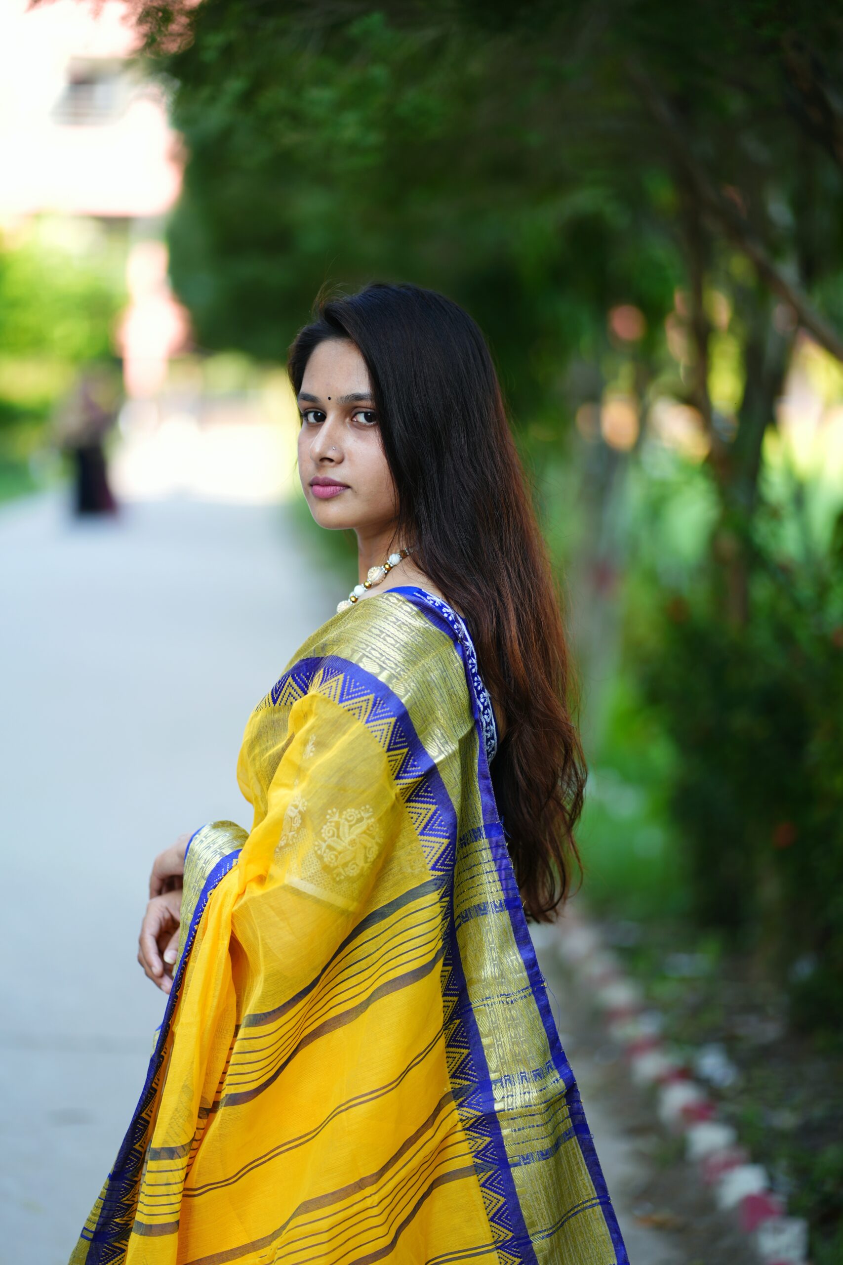 Trendy Yellow Tangail Silk(সিল্ক)