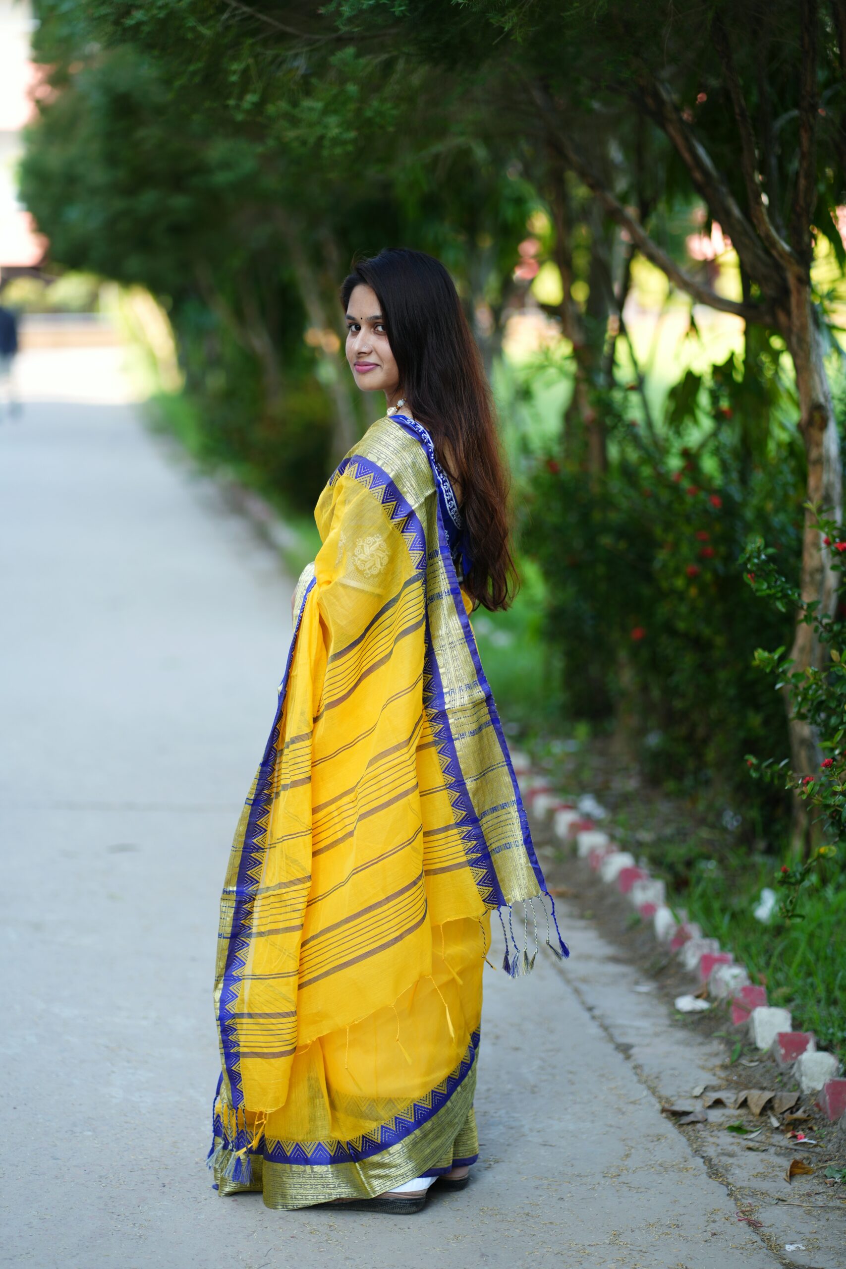 Trendy Yellow Tangail Silk(সিল্ক) - Image 4
