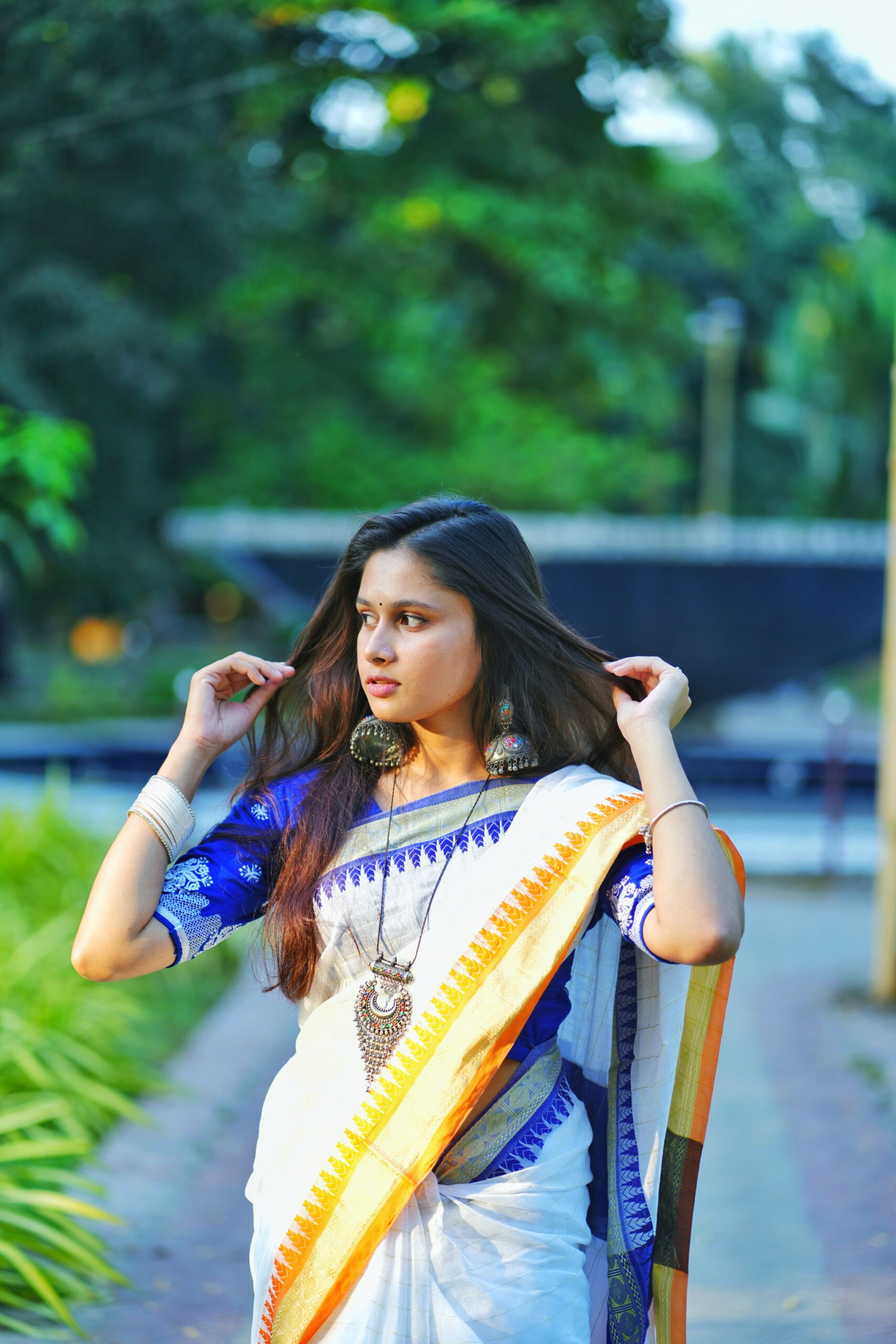 Trendy White Checkered Tangail Silk (সিল্ক)