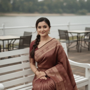 Maroon with Golden Zari Work (কাতান)