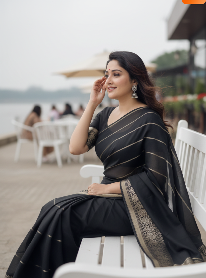 Trendy Black Tangail Silk(সিল্ক) - Image 4