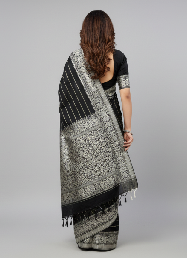 Trendy Black Tangail Silk(সিল্ক) - Image 2