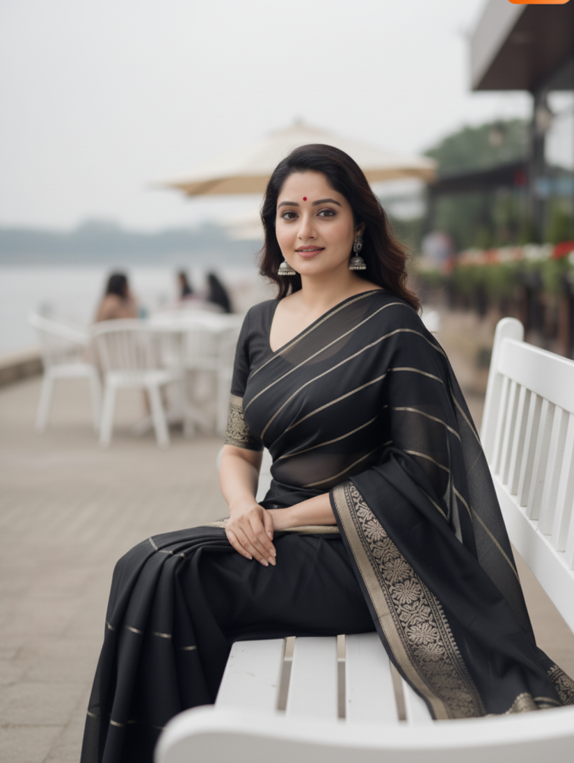 Trendy Black Tangail Silk(সিল্ক) - Image 3