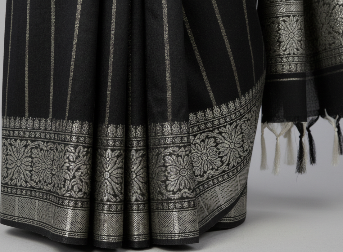 Trendy Black Tangail Silk(সিল্ক) - Image 5