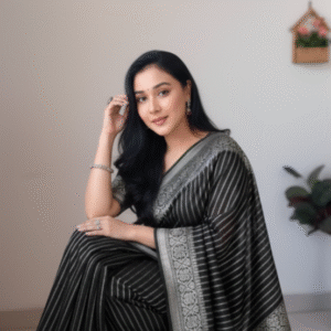 Trendy Black Tangail Silk(সিল্ক)