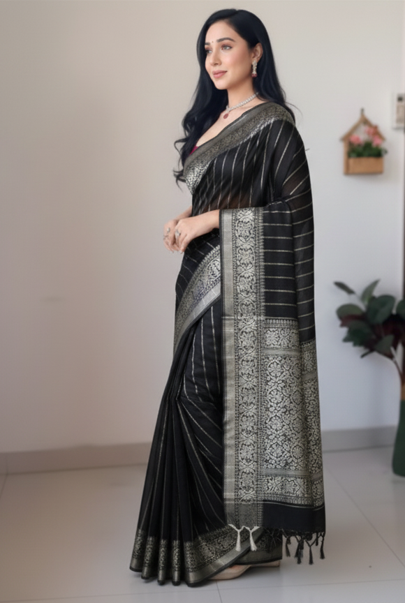Trendy Black Tangail Silk(সিল্ক) - Image 3